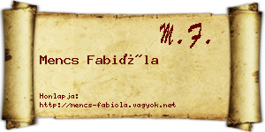 Mencs Fabióla névjegykártya
